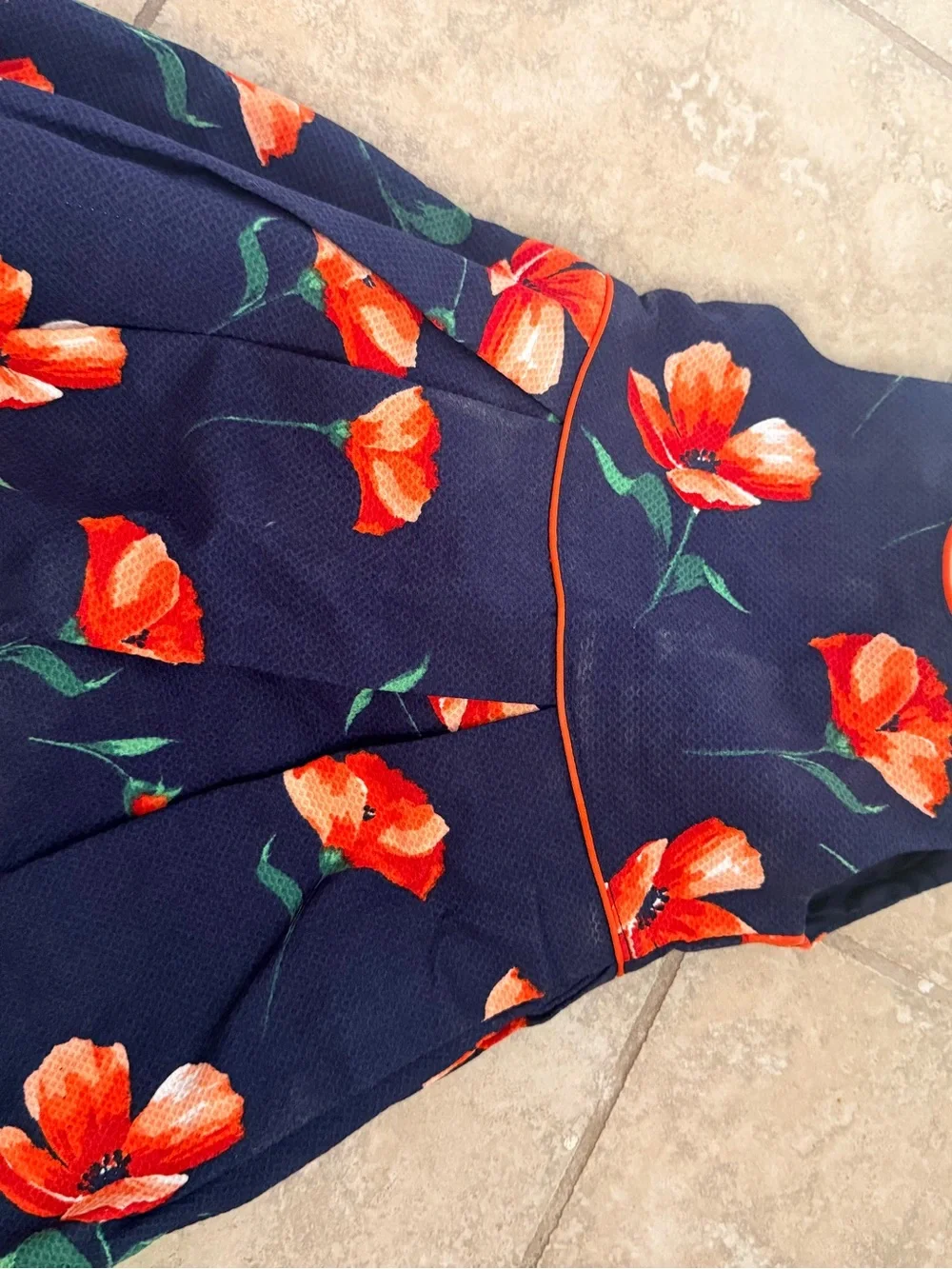 Janie and Jack Navy Dress with Orange Trim and Coral Flower
